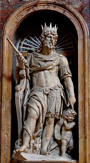 Statue of King David by Nicolas Cordier in the Borghese Chapel of the Basilica di Santa Maria Maggiore.